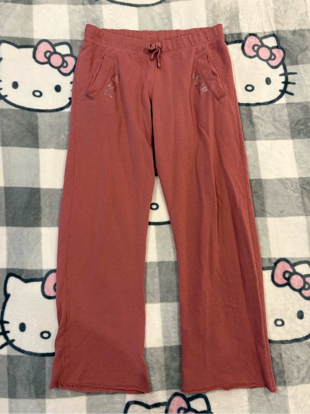 Victoria's Secret PINK Dusty Rose Wide Leg Sweatpants Flare Y2K